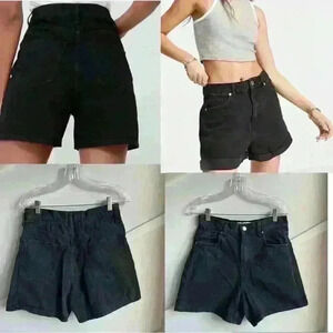 Ardene Mom Black High Rise Cotton  Denim Shorts size 5 (27)